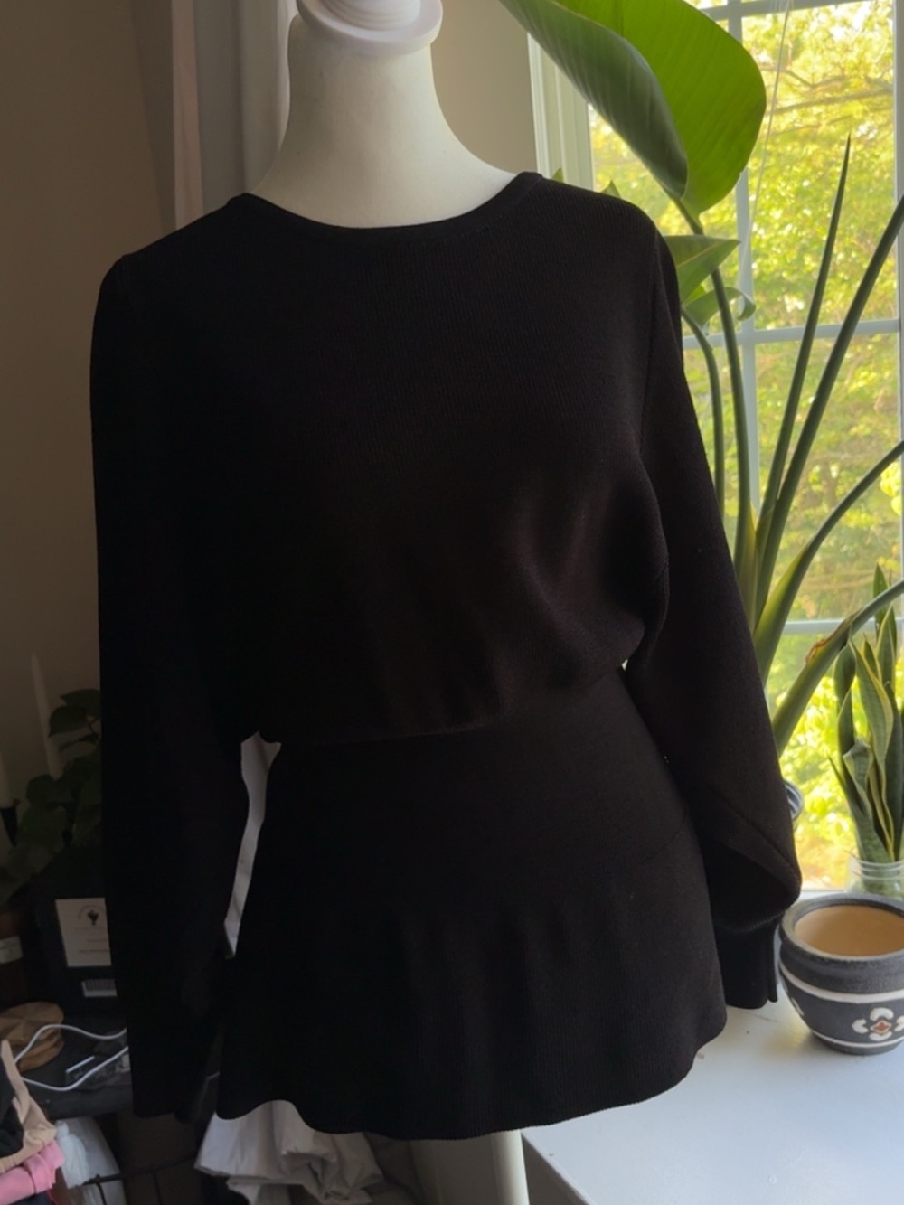 Zara Black Long Sleeve Knit Top